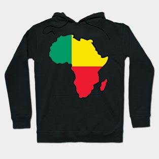 Benin Flag Africa Continent Silhouette Gift for Beninese Hoodie